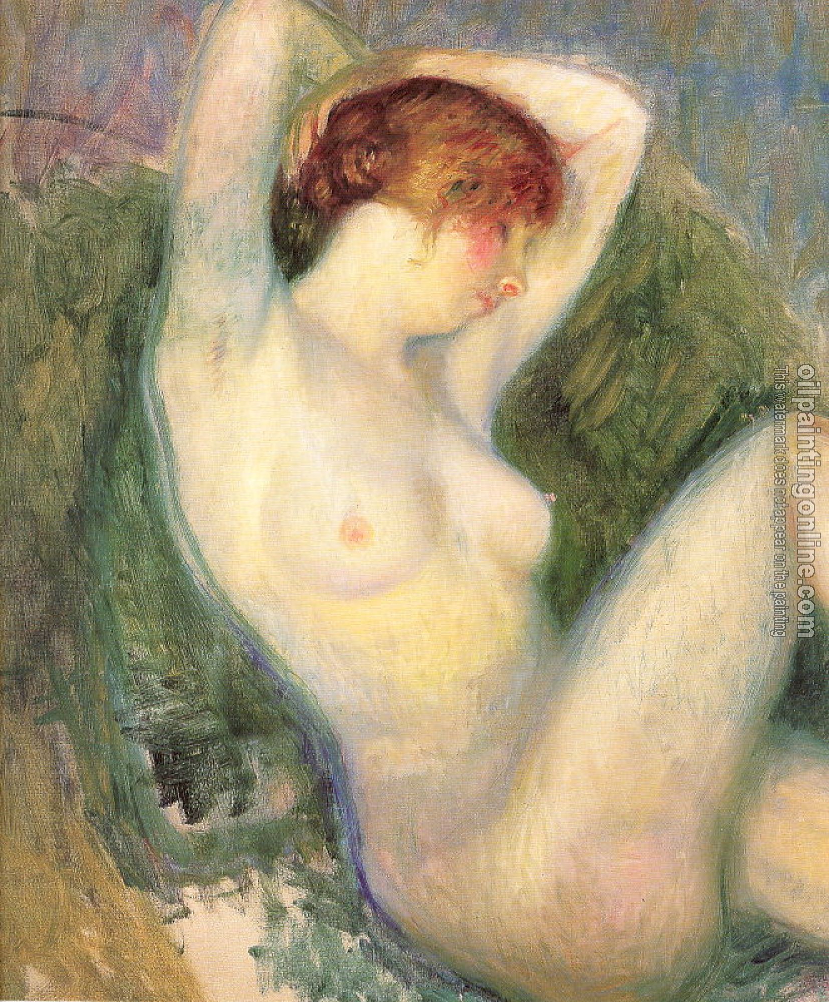 William James Glackens - Nude in green chair